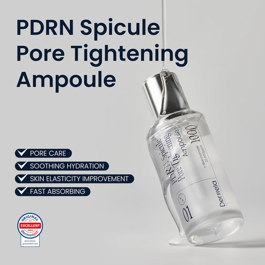 PDRN Spicule Ampoule 1.69 fl oz, Pore-Tightening Serum with 1000ppm Spicules, Centella & Hyaluronic Acid for Sensitive & Acne-Prone Skin | Home Derma Care Treatment, K-beauty Skincare