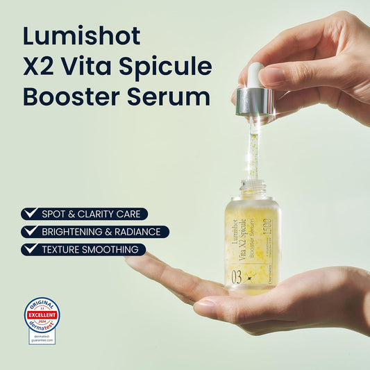 Lumishot Vita X2 Spicule Booster Serum, Vegan Spicules with Vitamin C + Niacinamide, Glutathione & Panthenol, Brightening & Texture Care 1.01 fl oz (30ml) | Korean Face Serum for Uneven Tone