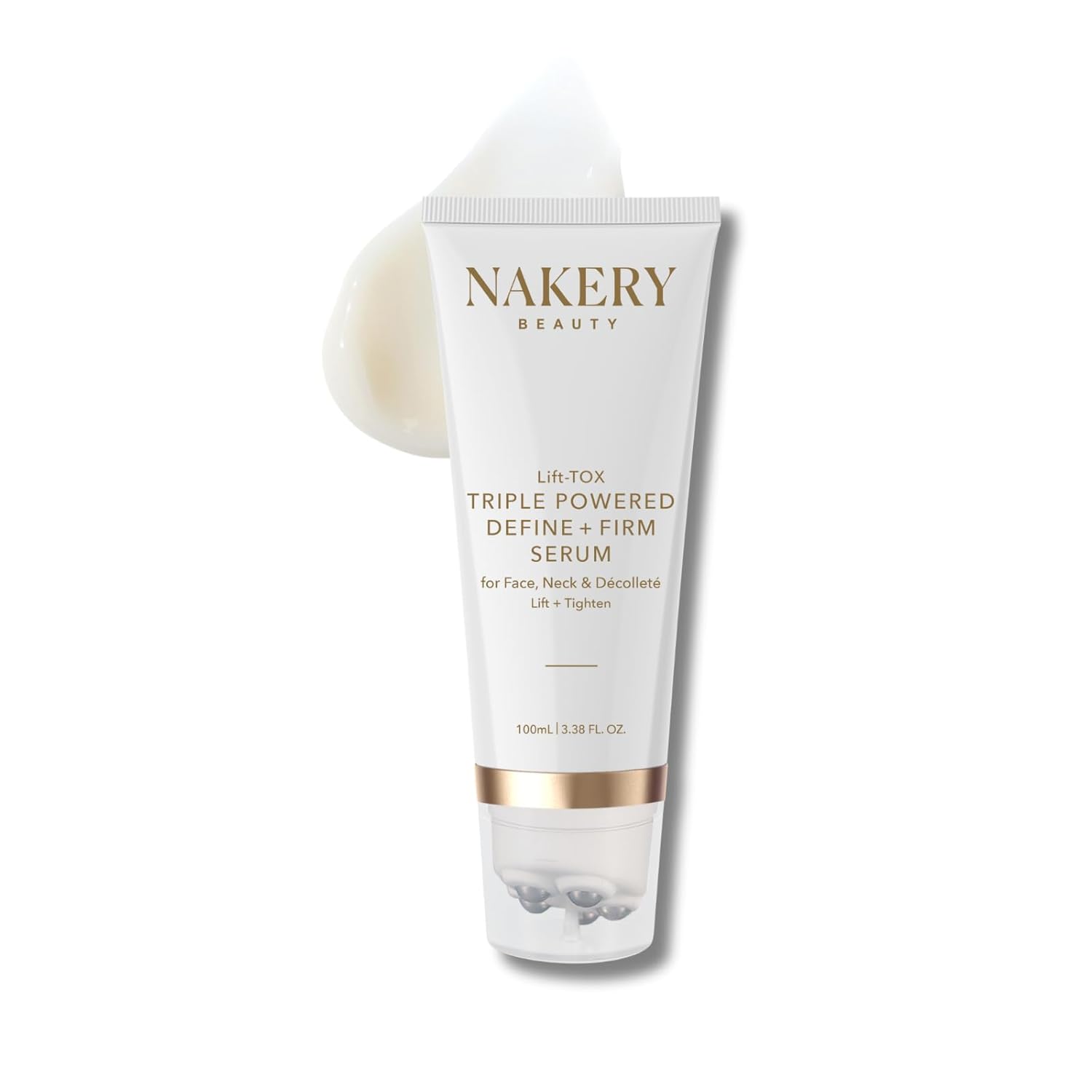 Nakery Lift-Tox Define & Firm Face Tightening Treatment with NAD+ & Collagen Booster, Neck & Jawline Roller for Sagging Skin, Lifting Wrinkles, Jowls, Crepey Texture, Firming for Women 50+
