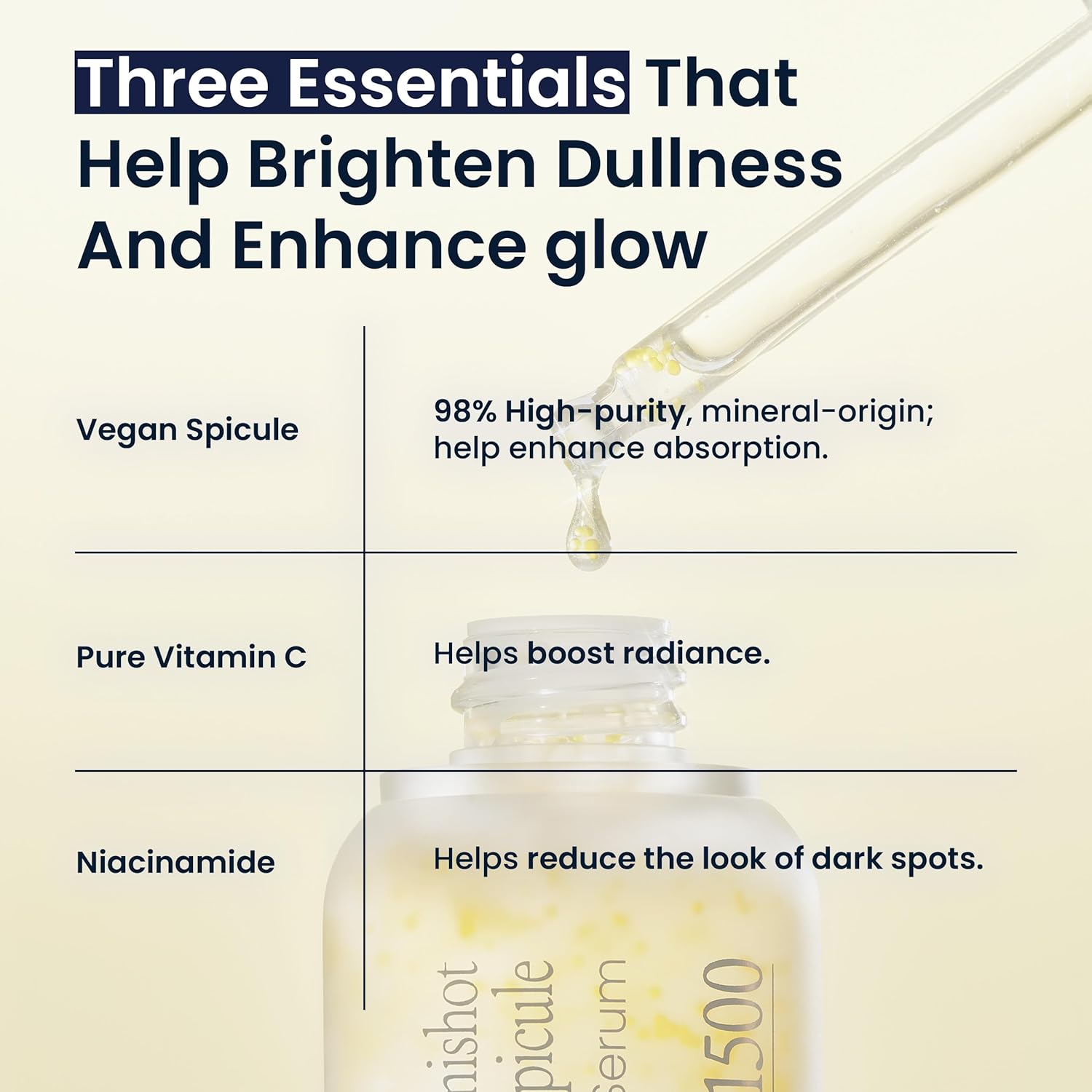 Lumishot Vita X2 Spicule Booster Serum, Vegan Spicules with Vitamin C + Niacinamide, Glutathione & Panthenol, Brightening & Texture Care 1.01 fl oz (30ml) | Korean Face Serum for Uneven Tone